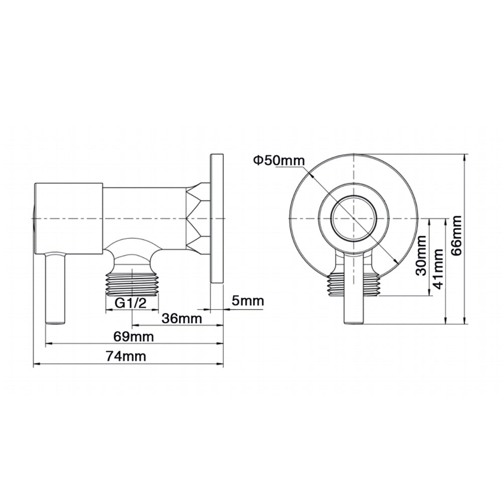 Round Black Toilet Stop Tap(One Pair)