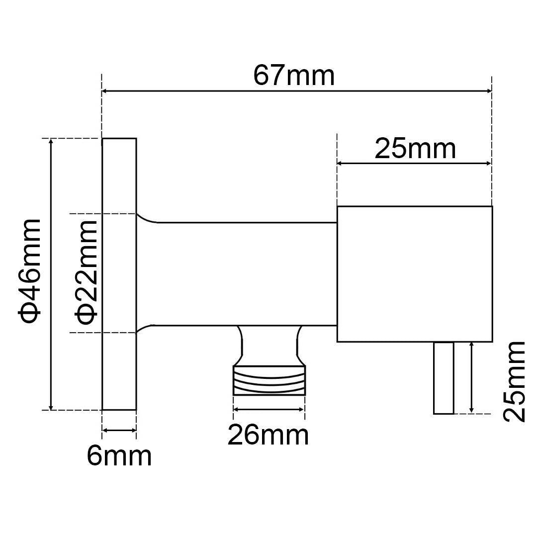 Round Light Brushed Brass 1/4 Turn Washing Machine Stop Tap(One Piece)
