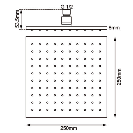 250mm Black Shower Head