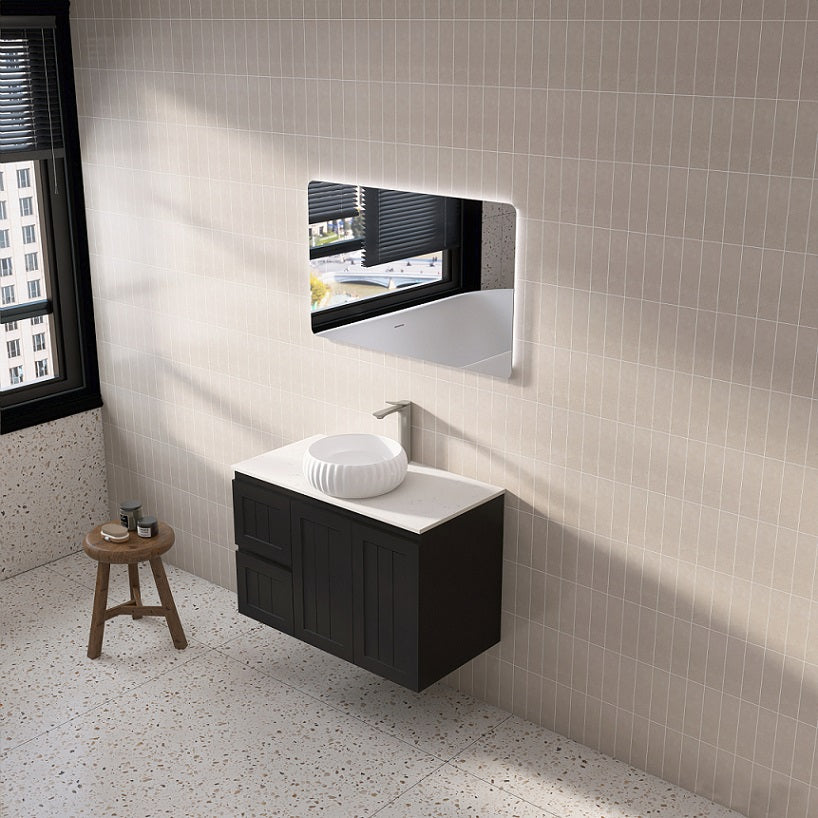 Acacia 900mm Matte Black Single Bowl Wall Hung Vanity