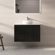 Acacia 900mm Matte Black Single Bowl Wall Hung Vanity