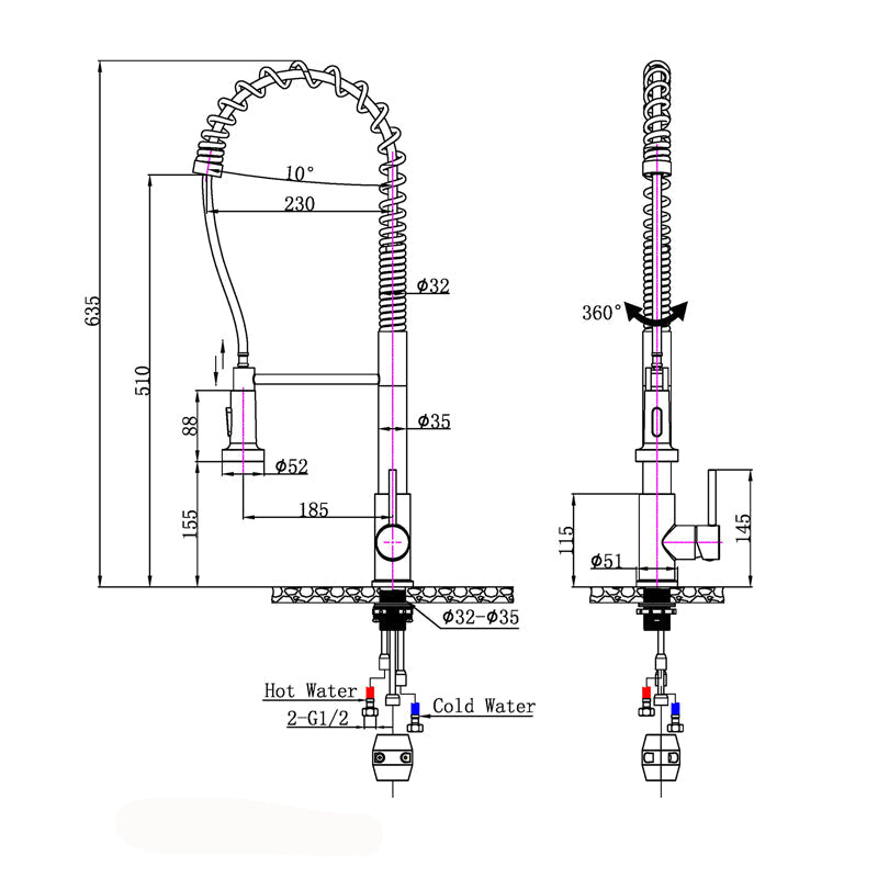 Chrome Pull Out Kitchen Mixer