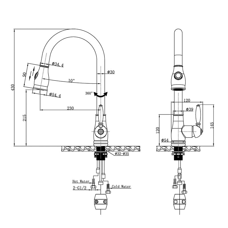 Black Pull Out Kitchen Mixer