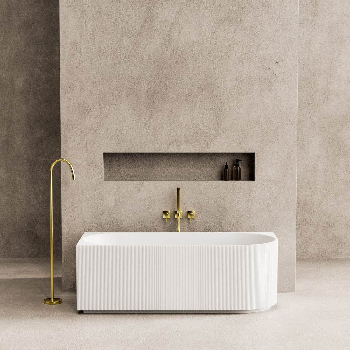 Capri 1700mm Fluted Oval Freestanding Left Corner Bath Matt White