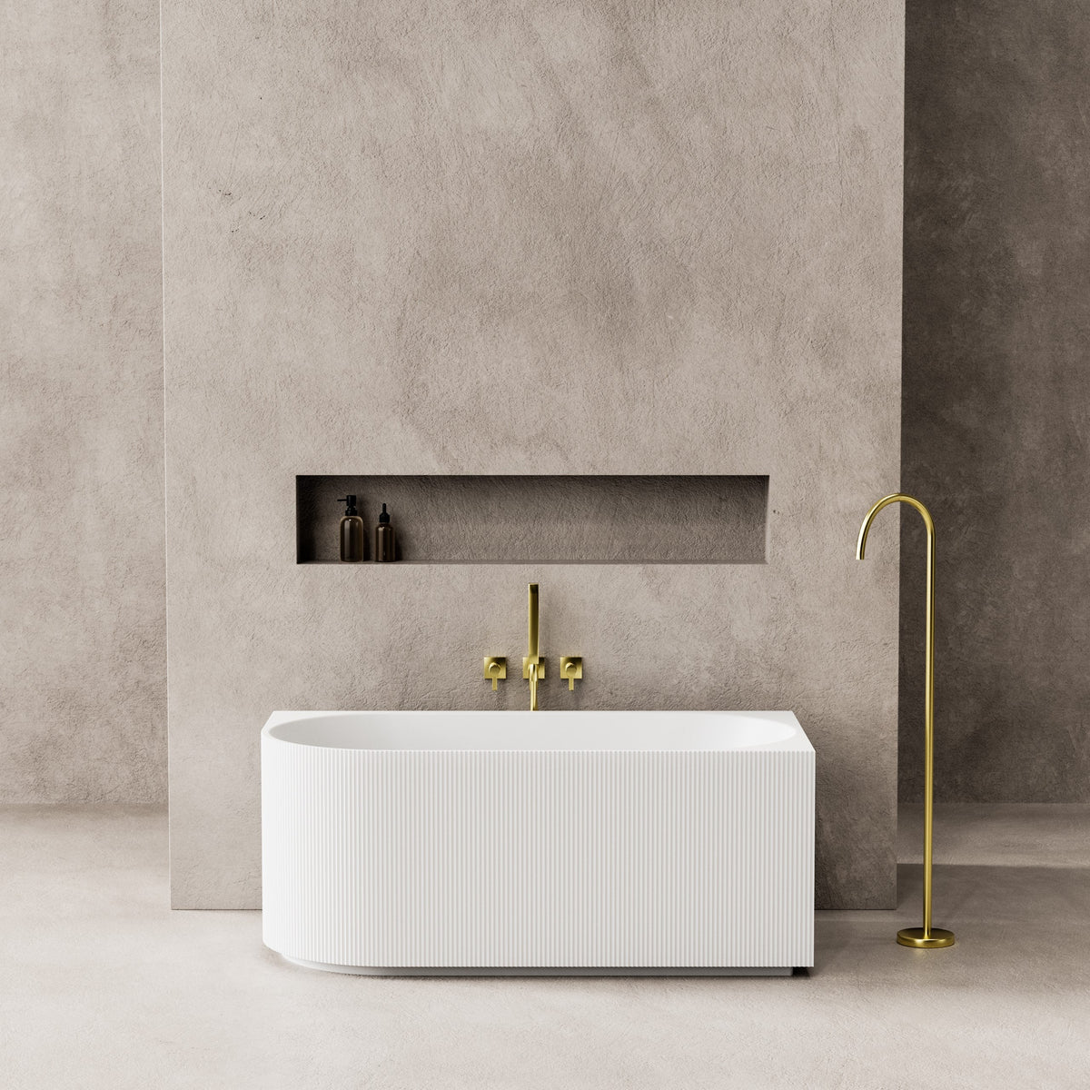 Capri 1500mm Fluted Oval Freestanding Right Corner Bath Gloss White