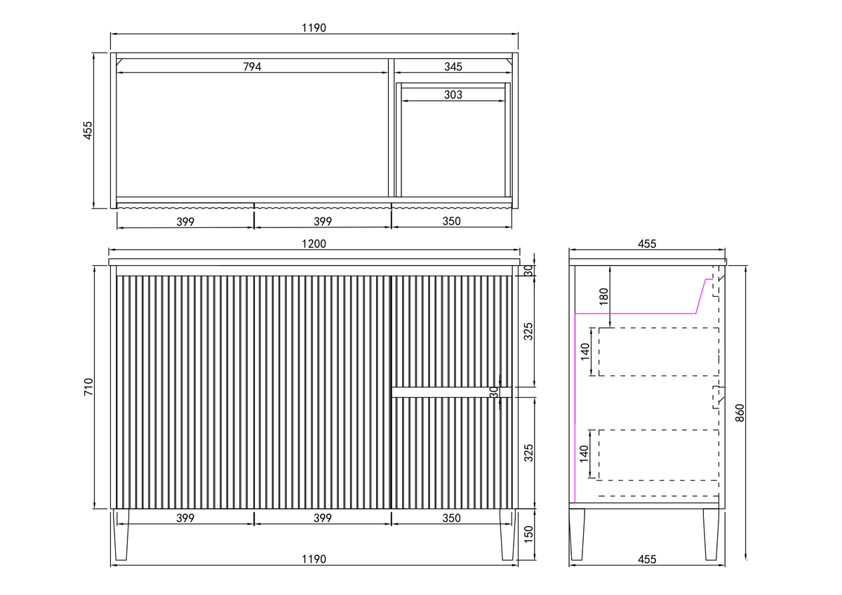 Brighton 1200mm Matte White Floor PVC Cabinet