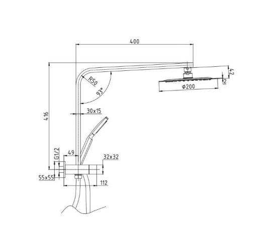 Multifunction Hand Shower With Overhead Rain Shower