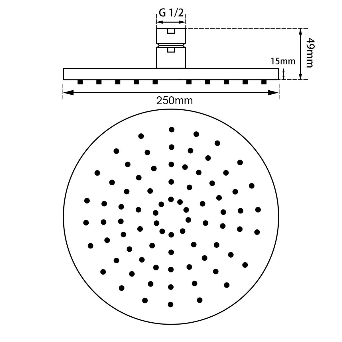 250mm Round Brushed Nickel Shower Head