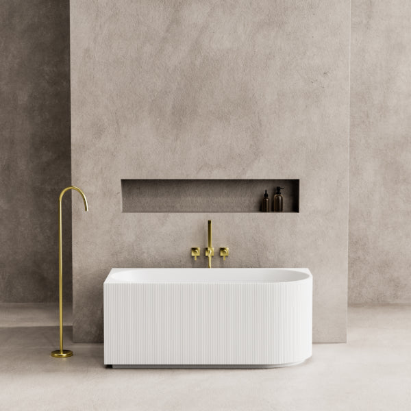 Capri 1500mm Fluted Oval Freestanding Left Corner Bath Gloss White
