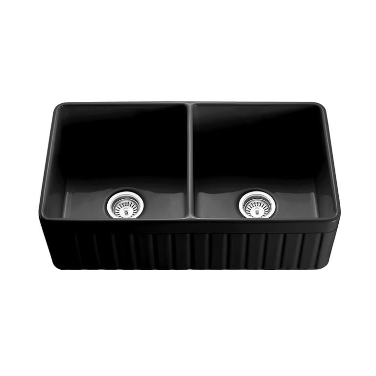 828x 457mm Greenwich Matte Black Fire clay Farmhouse Sink