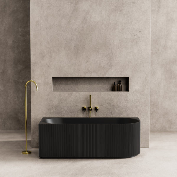 Capri 1700mm Fluted Oval Freestanding Left Corner Bath Matte Black