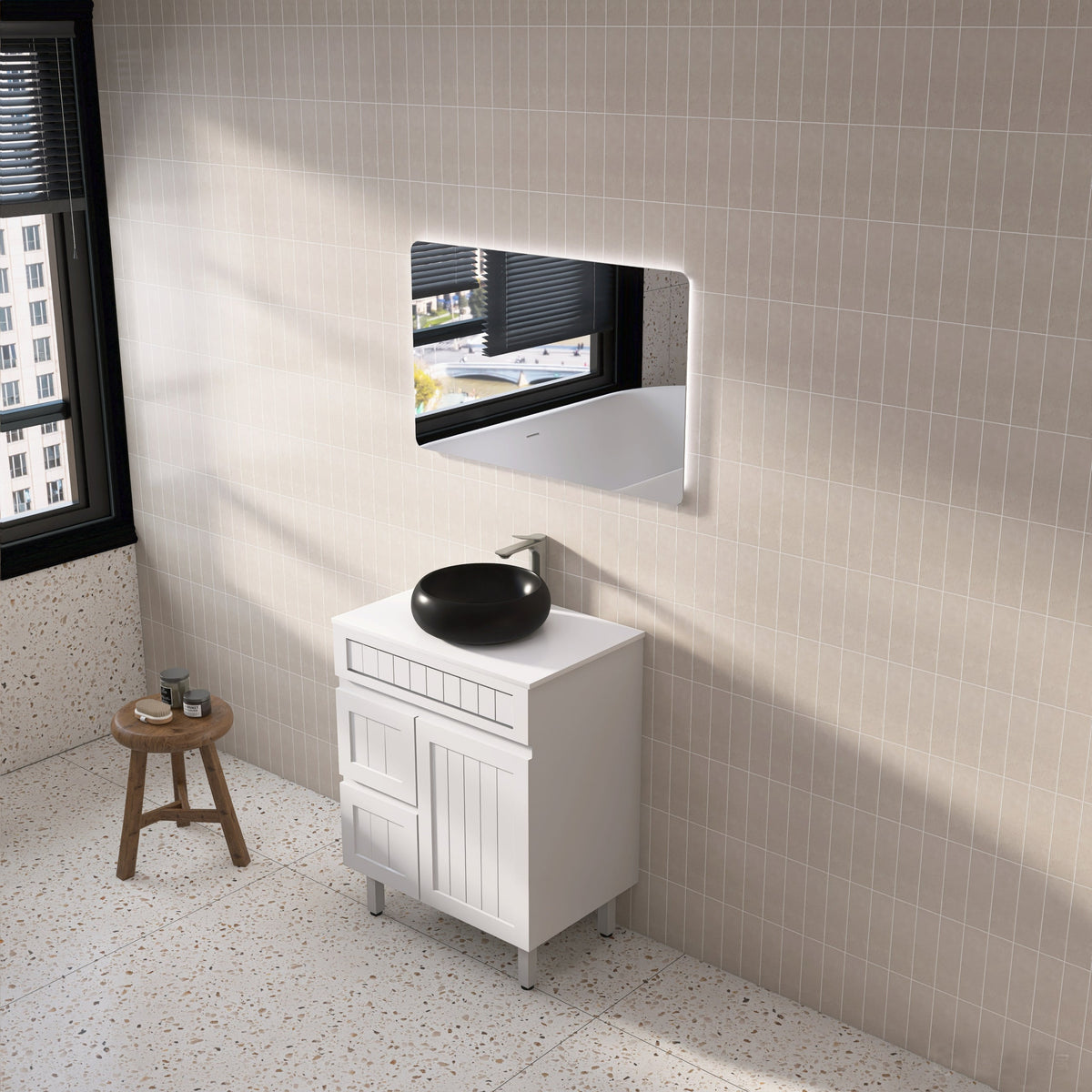 Acacia 750mm Matte White Left Hand Drawer  Vanity Leg