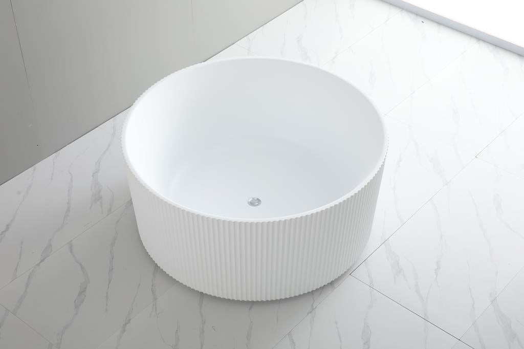Como fluted Round 1280mm Freestanding Bathtub Matte White