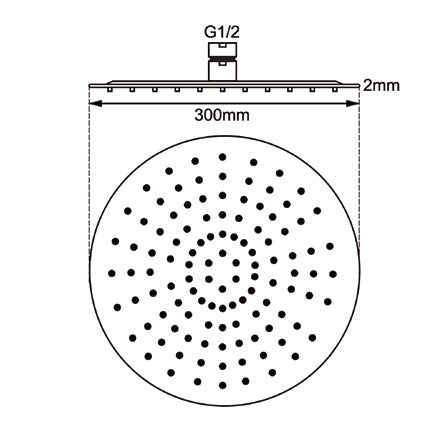 300mm Round Black Shower Head