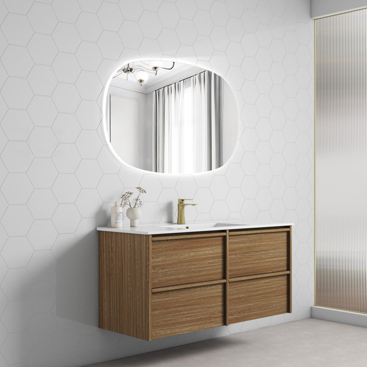 Aulic | 1200mm Venetta Framed Wall Hung Vanity Harvest Oak