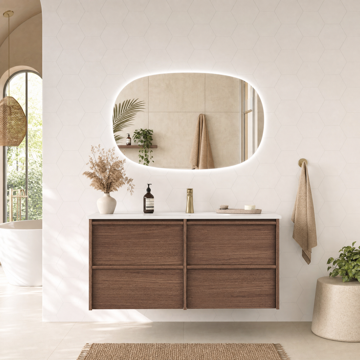 Aulic | 1200mm Venetta Walnut Framed Wall Hung Vanity