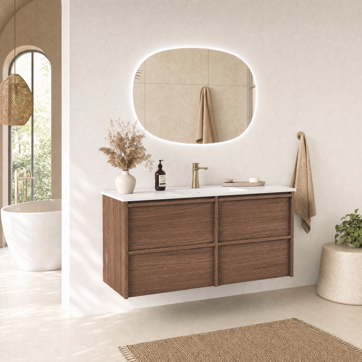 Aulic | 1200mm Venetta Walnut Framed Wall Hung Vanity