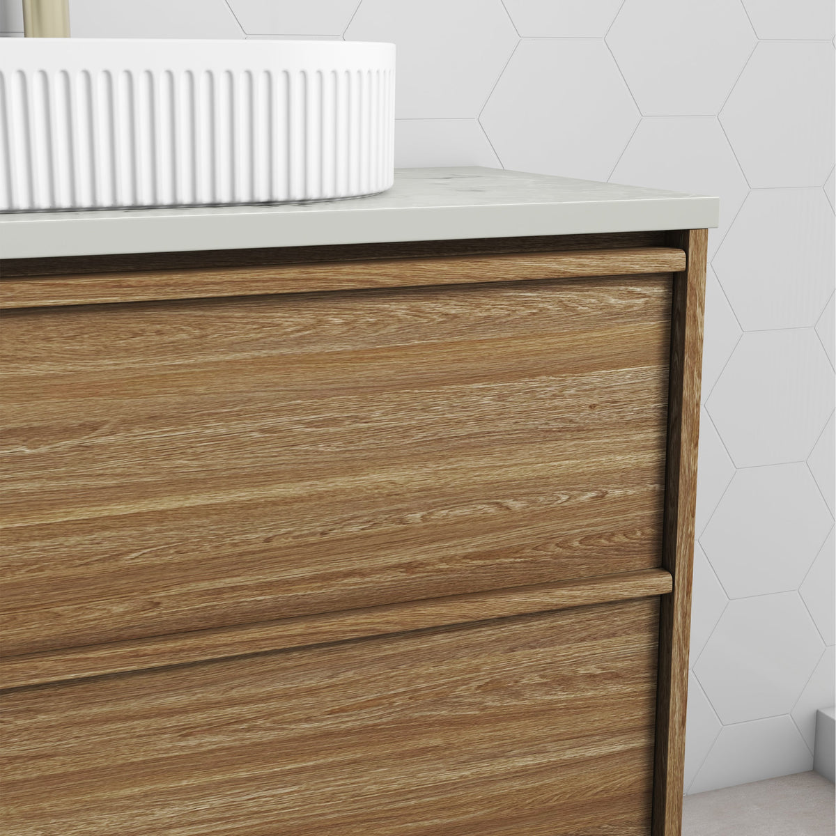 Aulic | 900mm Venetta Framed Wall Hung Vanity Harvest Oak