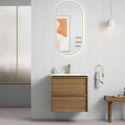Aulic | 600mm Venetta Framed Wall Hung Vanity Harvest Oak