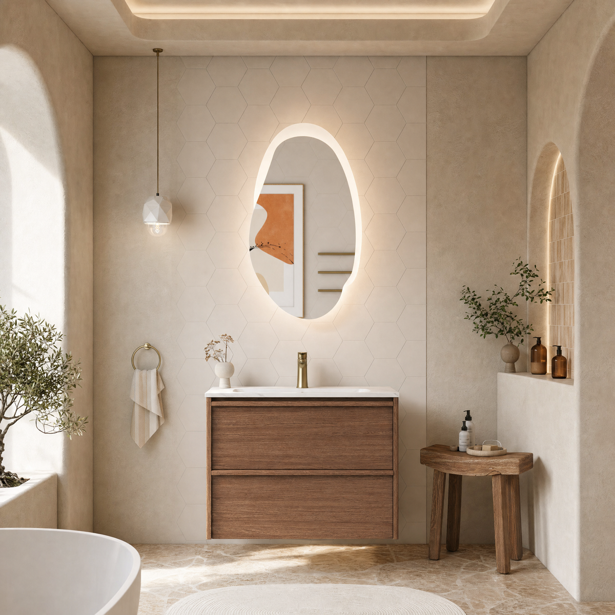 Aulic | 750mm Venetta Walnut Framed Wall Hung Vanity