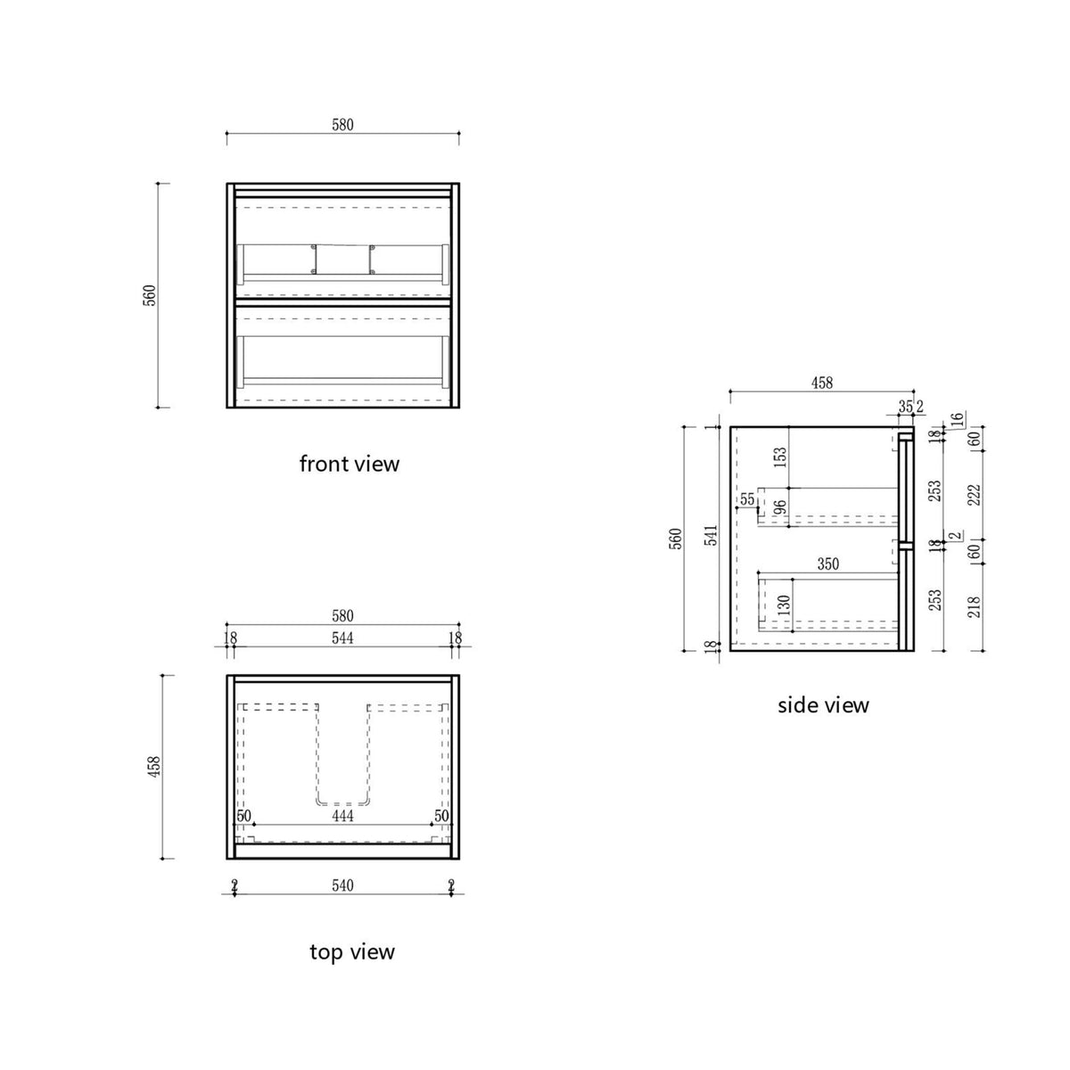 Aulic | 600mm Venetta Framed Wall Hung Vanity Harvest Oak