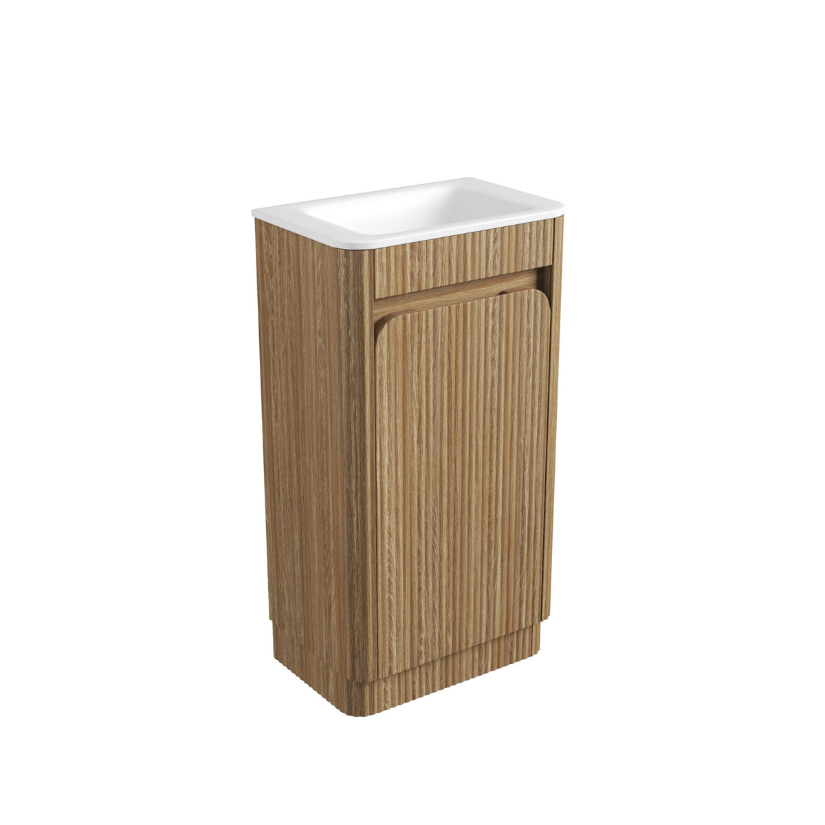 Mini Hartelle Fluted Floor Standing Harvest Oak Cabinet
