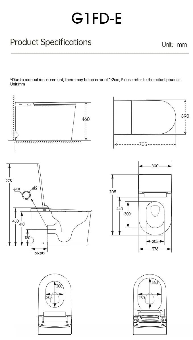 Byron Smart Toilet One-Piece Ceramic Instant Heating Tornado Flush