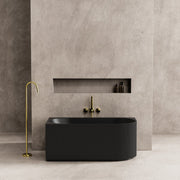 Capri 1500mm Fluted Oval Freestanding Left Corner Bath Matt Black