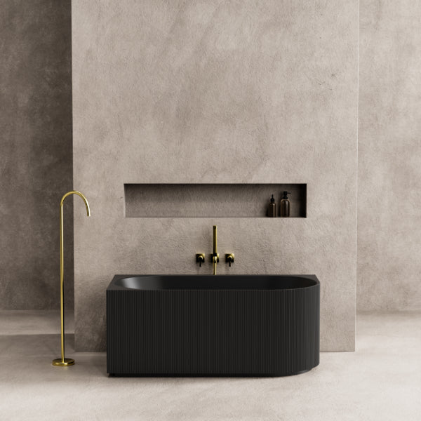 Capri 1500mm Fluted Oval Freestanding Left Corner Bath Matt Black