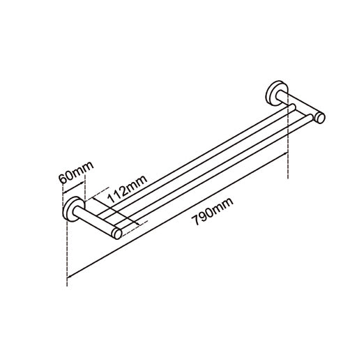 LUCID - Chrome 790mm Cuttable Double Towel Rail