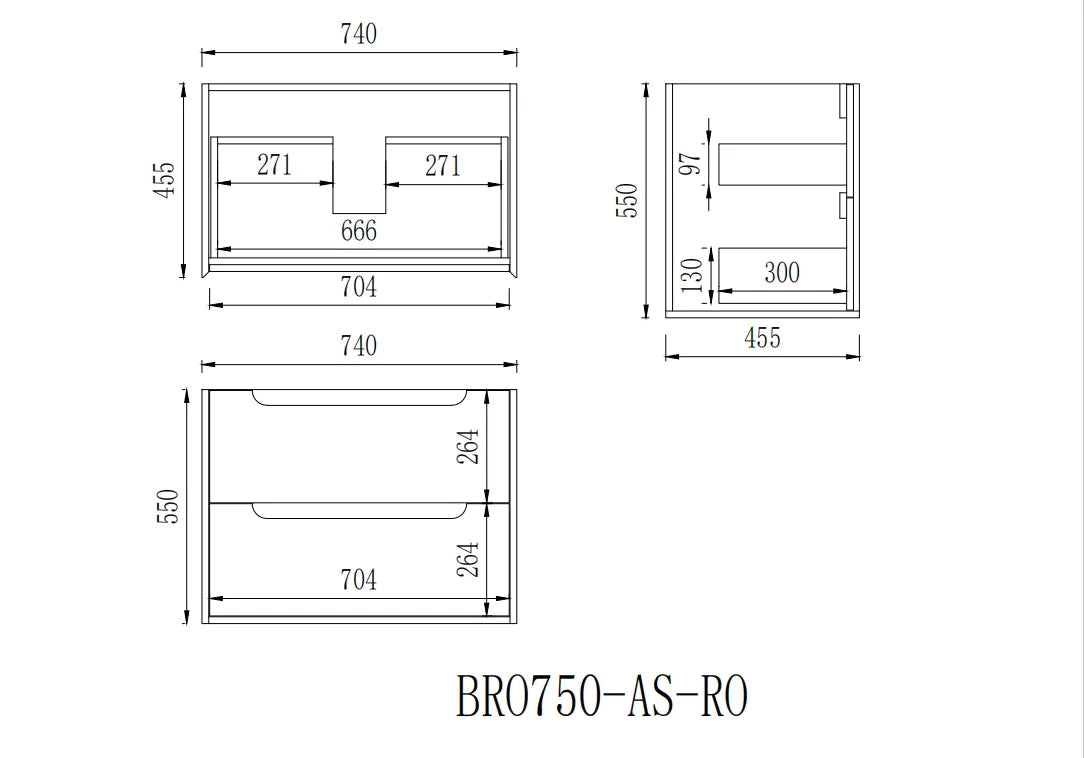 Brooklyn 750mm Ashwood Oak Wall Hung Vanity