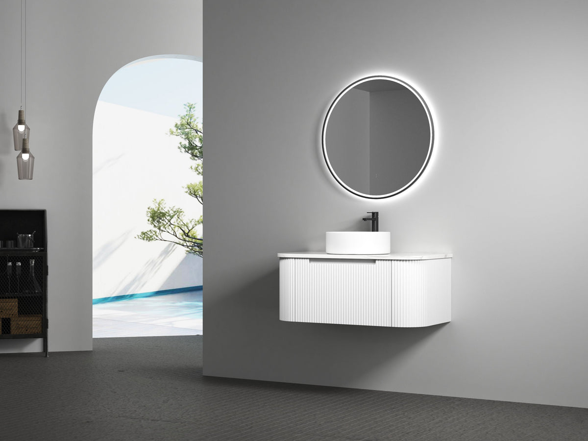 Windsor 700mm Touchless Round LED Mirror with Matte Black Frame
