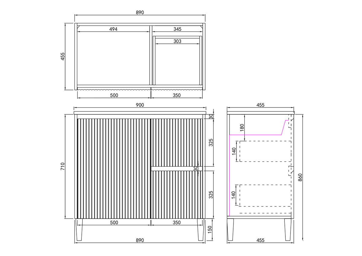 Brighton 900mm Matte White Floor PVC Cabinet