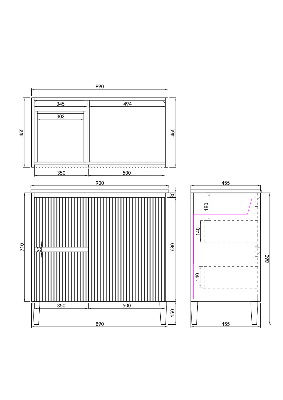 Brighton 900mm Matte White Floor PVC Cabinet