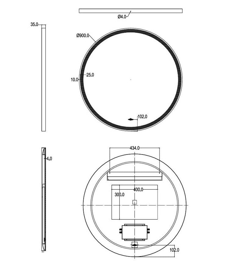 Luna 900mm Touchless LED Round Mirror Brushed Nickel