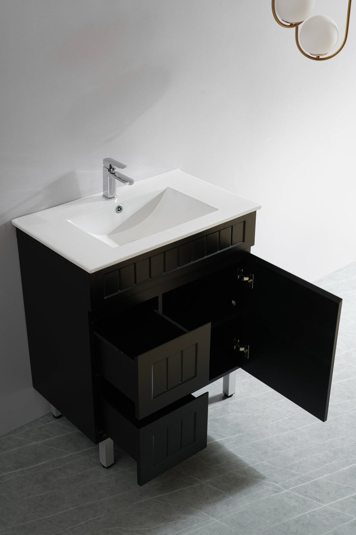 Acacia 750mm Matte Black Left Hand Drawer  Vanity Leg