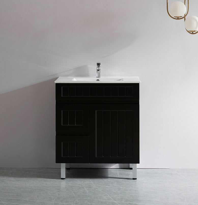 Acacia 900mm Matte Black Single Bowl Vanity On Legs