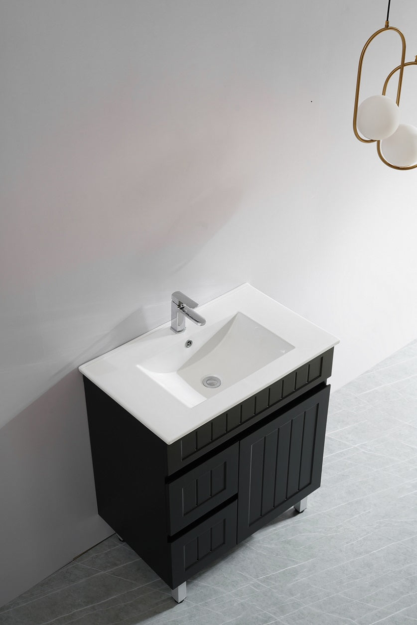 Acacia 900mm Matte Black Single Bowl Vanity On Legs