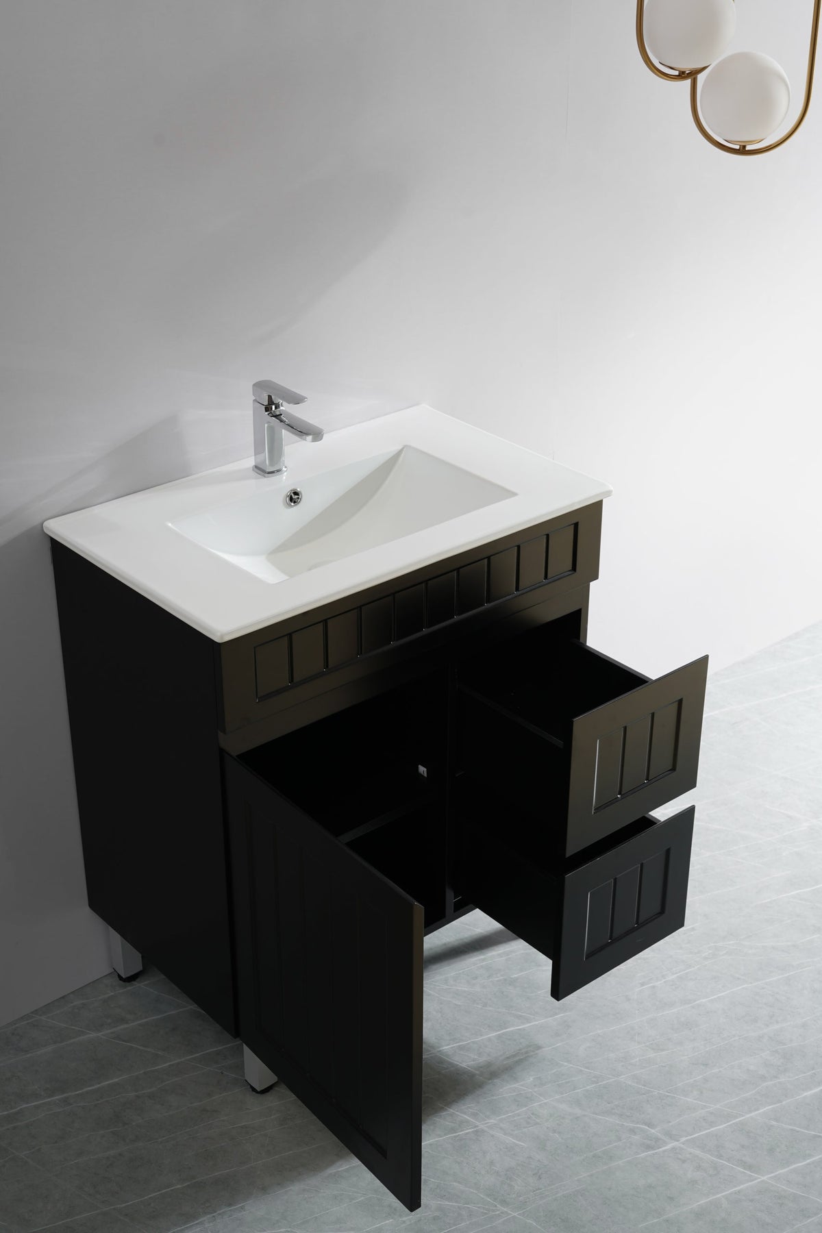 Acacia 750mm Matte Black Right Hand Drawer Leg Vanity