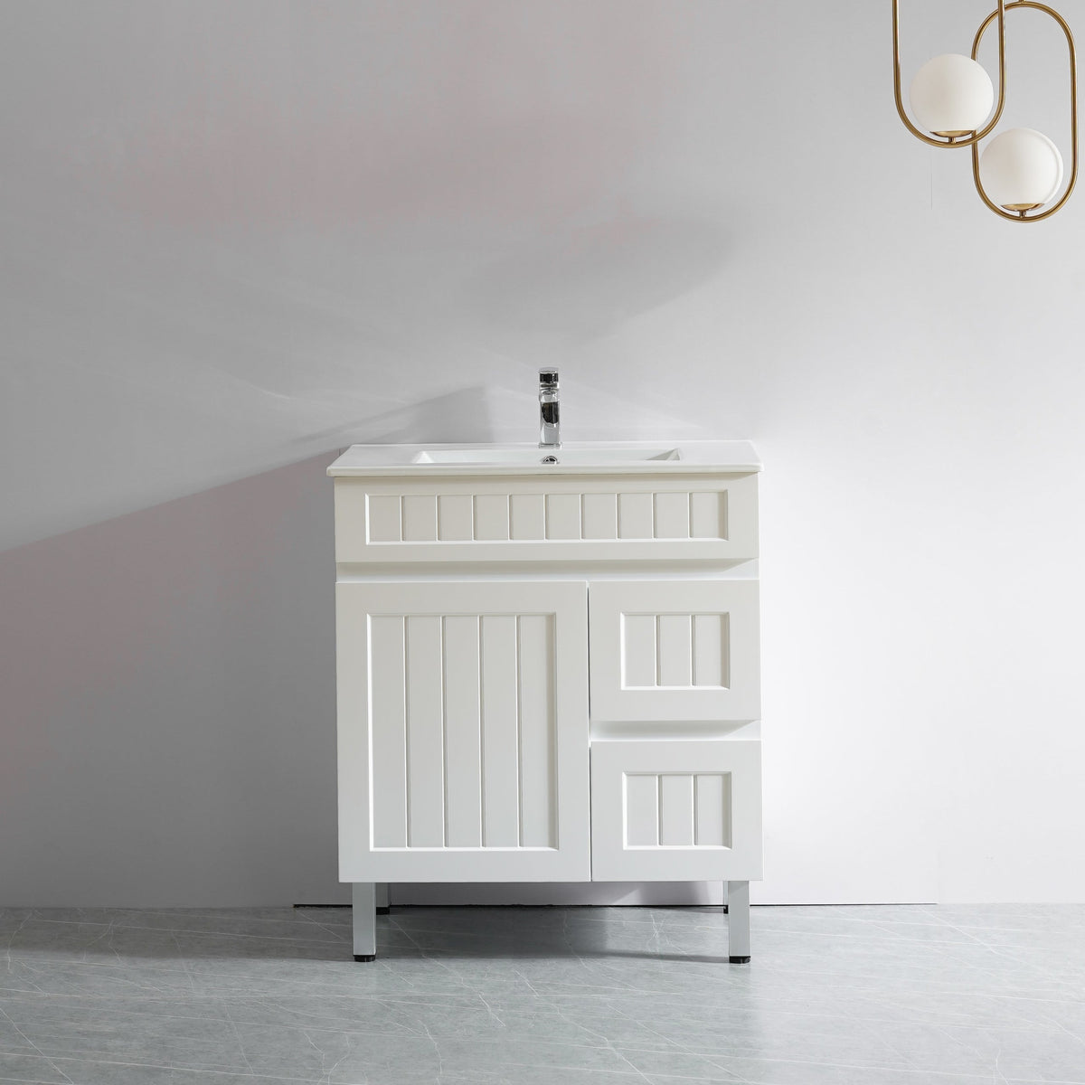 Acacia 750mm Matte White Right Hand Drawer Leg Vanity