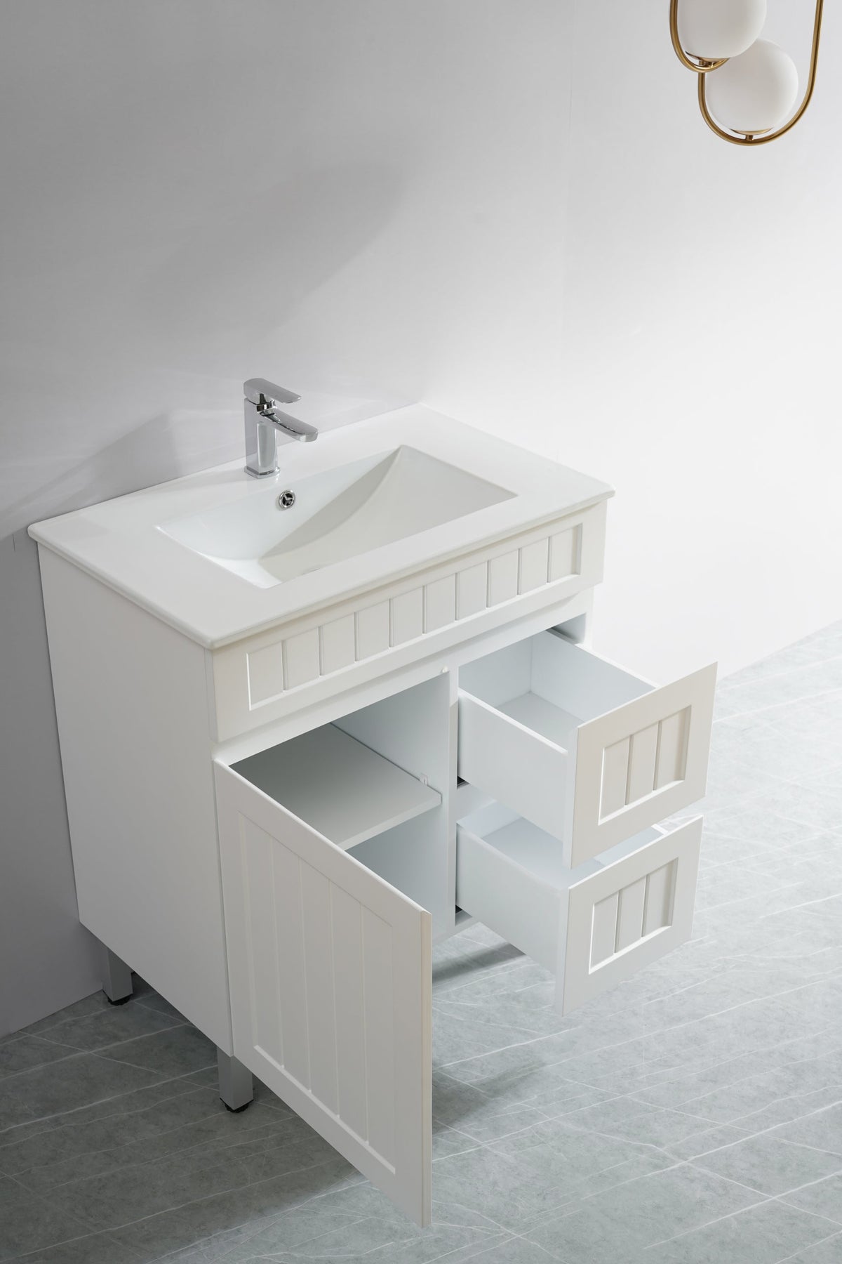 Acacia 750mm Matte White Right Hand Drawer Leg Vanity