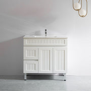 Acacia 900mm Matte White Single Bowl Vanity On Legs