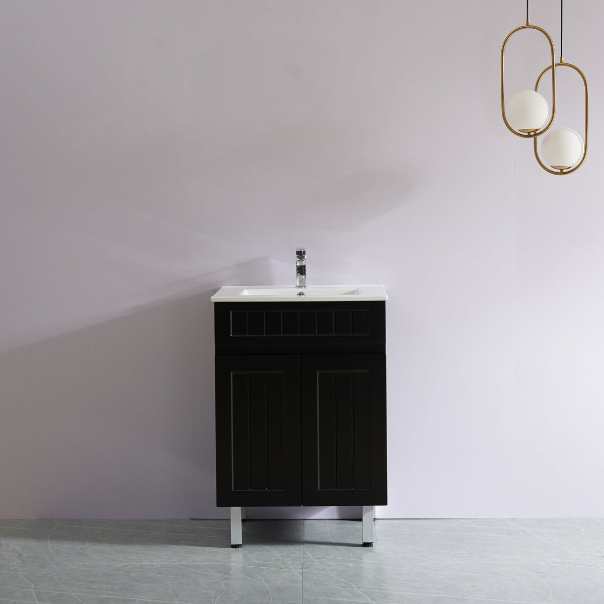 Acacia 600mm Matte Black Single Bowl Vanity Leg