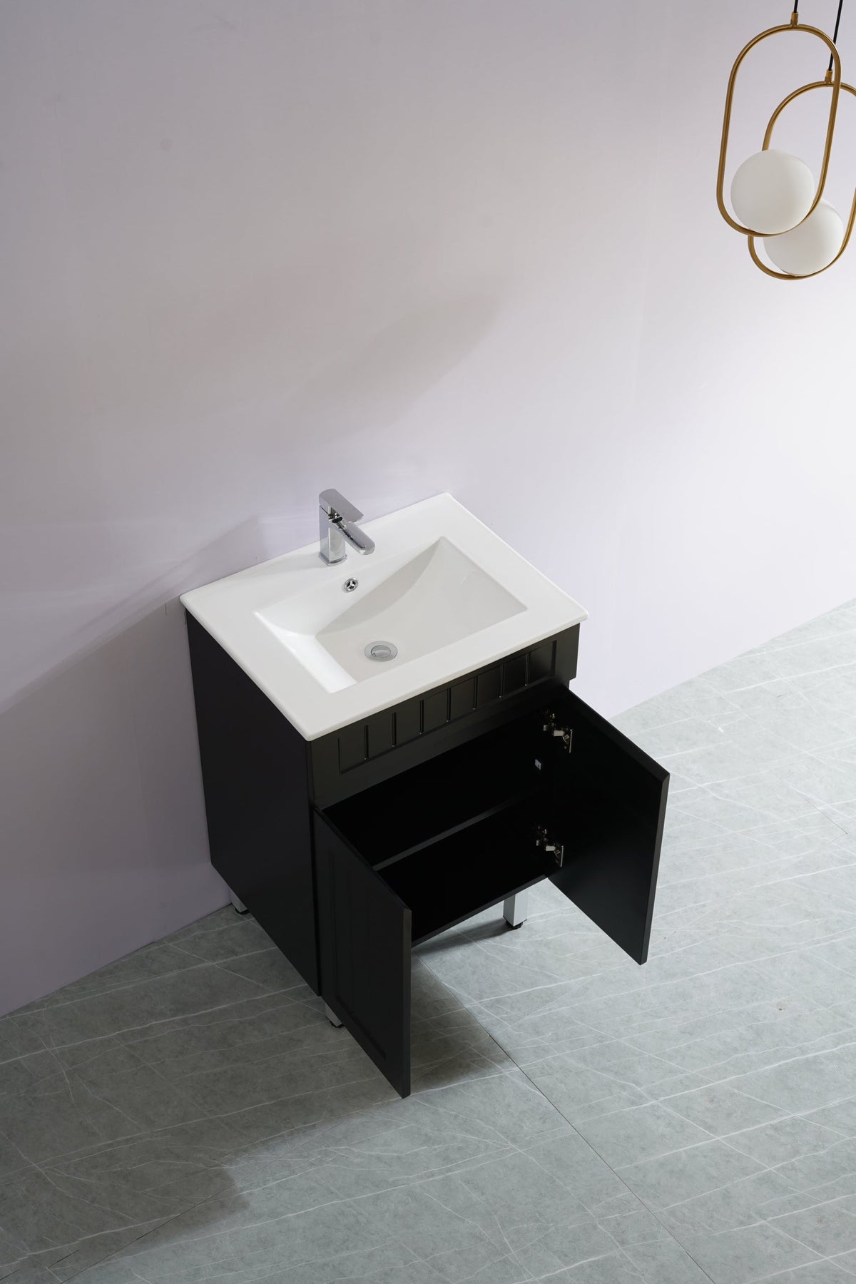 Acacia 600mm Matte Black Single Bowl Vanity Leg