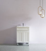 Acacia 600mm Matte White Single Bowl Vanity Leg