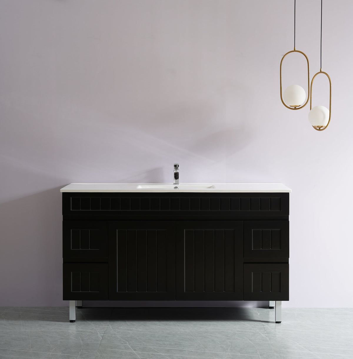 Acacia 1500mm Matte Black Single Bowl  Vanity Leg