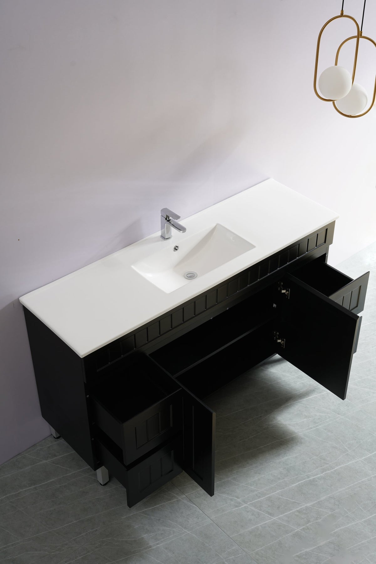 Acacia 1500mm Matte Black Single Bowl  Vanity Leg