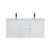 Acacia 1200mm Matte White Double Bowl Wall Hung Vanity