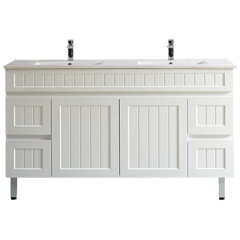 Acacia 1500mm Matte White Double Bowl Vanity Leg