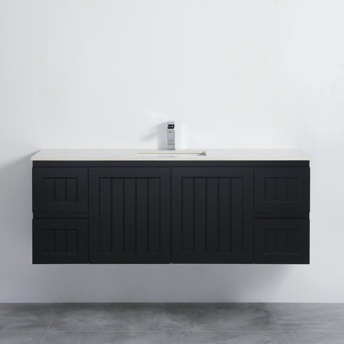 Acacia 1500mm Matte Black Single Bowl Wall Hung Vanity